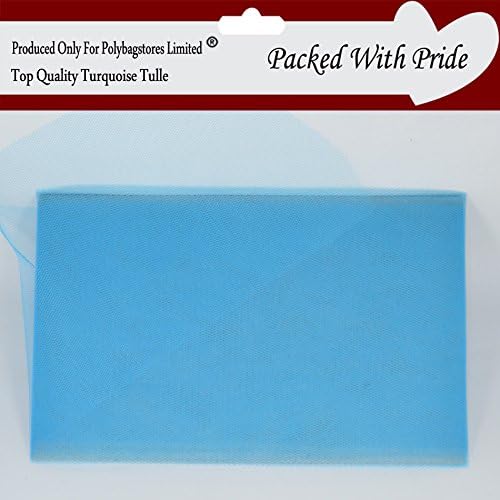 5 Metres of 6” Wide - TURQUOISE - Tulle Tutu Wedding Fabric Netting - 35 Colours - This Tulle is Factory Packed Around Card and Is produced and packaged especially for Polybagstores Limited®