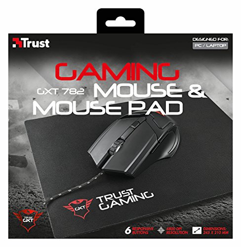 Trust GXT 782 - Pack de rat  n de 4800 PPP y Alfombrilla  Negro