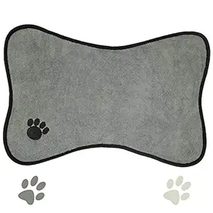 Ptlom Dog and Cat Medium and Small Placemat, Pet Food and Water Mat Suitable for Medium and Small Pets, Prevent Water and Food from Spilling, Cotton, Grey
