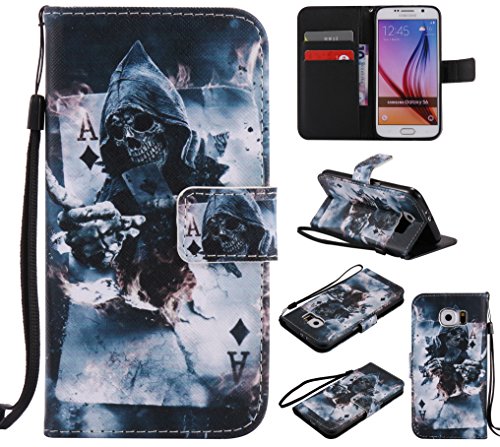 Feeltech Samsung Galaxy S6 Hülle PU-Leder und Brieftasche Bunte Muster Fall mit Magnetverschluss, Hybrid-Kickstand mit Stand-Funktion, schlagen Sie schützende weiche TPU Stoßstangenabdeckung und Kreditkartenhalter für Samsung Galaxy S6 Handgelenk Bügel-Buch-Art-Geldbeutel-Tasche mit 2 In 1 Berühren Sie Stift – Schürhaken - 8