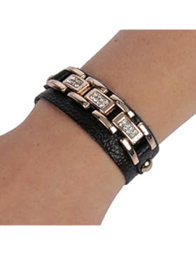 Leder Nieten Armband mit edlen Strass Kristallen besetzt Armschmuck Gold