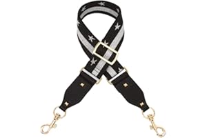 SANTIMON Bandoulière pour Sac à Main Anse de Sac Sangle Reglable Simili Cuir Femmes Lanière Épaule Chaîne pour Sac à Main Pochette avec Métal Mousqueton Étoile(Argent)