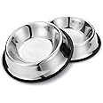Nobleza - 2 Pack Ciotole per Cani in Acciaio Inox, Lotole per Cani con Base in Gomma Antiscivolo, Ciotola per Acqua e Cibo pe