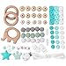 Produktbild Silikonperlen Schnullerkette Selber Machen Baby Spielzeug Zahnen Silikon Perlen Beißring Diy Silikon-Perlen-Kit DIY-Dummy-Clips Holzperlen Kinderkrankheiten Halskette Armband(Turquoise)