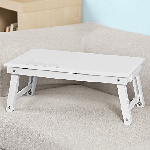 Betttisch, Laptoptisch, Klapptisch aus Holz, FBT02-W, weiß - 6