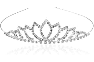 CAILIYA Women Girls Rhinestone Head Jewellery Crown Princess Headband, Stylish Rhinestone Princess Headband Hair Clip Tiara Wedding Bridal Headband Tiara