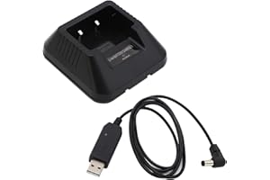 SHAWOROCE Ładowarka biurkowa zamiennik do Baofeng BF-F8HP UV-5R Walkie Talkie UV-5RA 5RB 5RC 5RD 5RE 5RG UV-82 DM-5R TYT TH-F8 litowo-jonowa stacja ładująca kabel do ładowania USB