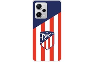 LA CASA DE LAS CARCASAS Funda para Xiaomi Redmi Note 12 Pro + 5G del Atlético de Madrid Escudo Fondo Atletico tansparente para Proteger tu móvil. Carcasa de Silicona Flexible con Licencia Oficial Atlético de Madrid