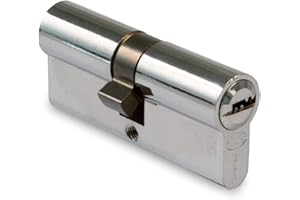 Amig - Cilindro de seguridad - Cerradura para puertas - Bombín de doble embrague -Leva larga - Incluye 3 llaves - Plateado - Medidas: 65 (30-35 mm)