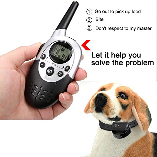 [Neue Version] Buydaly 1000 Yards Wasser Beweis wiederaufladbare einstellbare Hundeschulen Kragen wasserdicht Ausbildung Kragen verstellbar E Hundehalsband mit Funkfernbedienung - 7