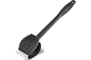 BELUIN Cepillo Barbacoa con Rascador Y Estropajo 3x1 para Limpieza De Todo Tipo De Parrilla - Accesorios Barbacoa De Acero Inoxidable para Plancha De Carbón Y Leña (38 cm)