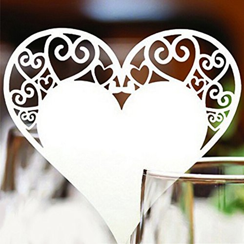 iShine 50PCS Tischkarten Platzkarten Papier Namenskärtchen Namenskarten für Hochzeit Party Deko