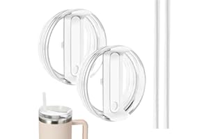 ZILZUFA 2 Stücke Ersatzdeckel für 40oz Becher Cup Deckel Ersatz Zubehör, Wiederverwendbar, Auslaufsicher und Staubdicht Cup Strohhalm Abdeckung Deckel für Stanley Cup (Transparent)