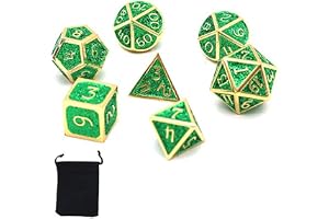 DollaTek Set med 7 st polyedriska tärningar i metall med svart förvaringsväska för rollspel spel fängelsehålor och drakar D&D