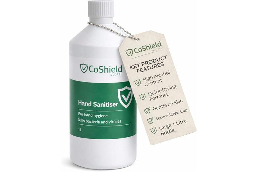 Osler & Walsh Hand Sanitiser 80% Alcohol – 1 Litre Antibacterial Gel | Kills 99.9% Germs | Quick Dry Non Sticky | Refill Bottle for Office, Commercial & Home Use