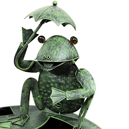 Metallbrunnen mit 2 Fröschen, Ø46xH43cm, inkl. Elektropumpe, Zimmerbrunnen, Antik-Look / Metall - 5