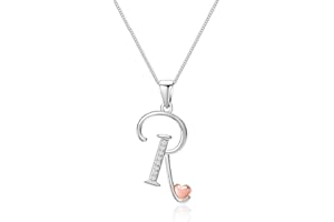 Mesovor 925 Sterling Silver Initial Necklace for Women, Dainty Sterling Silver Letter Cubic Zirconia Necklace Jewelry Gifts for family Mother Sister Wife