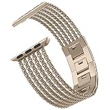 Wearlizer für Apple Watch Armband 42mm 44mm, Edelstahl Metall iWatch Straps Ersatzband Uhrenarmband Wristband Zubehör für Apple Watch Serie 4 / Serie 3 / Serie 2 / Serie 1 - Gold
