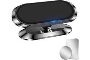 AXFEE Support Téléphone Voiture Magnetique, Porte Telephone Voiture 360° Rotation, 8 Aimant Fort, Porte Telephone Magnétique en Alliage Portable Universel pour i-Phone/Samsung Smartphone (Noir)