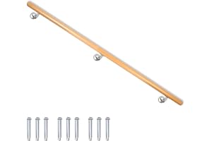 V2AOX Buche Holz Handlauf Treppengeländer Geländer für Treppe Wandhandlauf Wand seitliche Montage Auswahl Länge 80-500 cm, Länge:150 cm