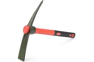 KEILEOHO 15 Inch Pick Mattock, 38x29cm Pick Mattock Hoe with Handle, Red Garden Mattock, Pickaxe for Gardening, Planting Camping