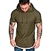 Produktbild Hanomes Herren Kurzarm,mit Kapuze T-Shirts Herren Rundhals T Shirts Männer Slim Fit Lässige O-Neck Sommer Einfarbig Baumwolle Basic Sport Shirt Kurzarm Beiläufige Mode Muster Top Tee M-3XL