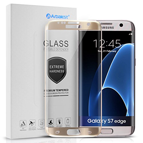 S7 Edge Protectores de Pantalla  Arbalest   Protector Pantalla Cristal Templado Curvo Marco para Samsung Galaxy S7 Edge Oro