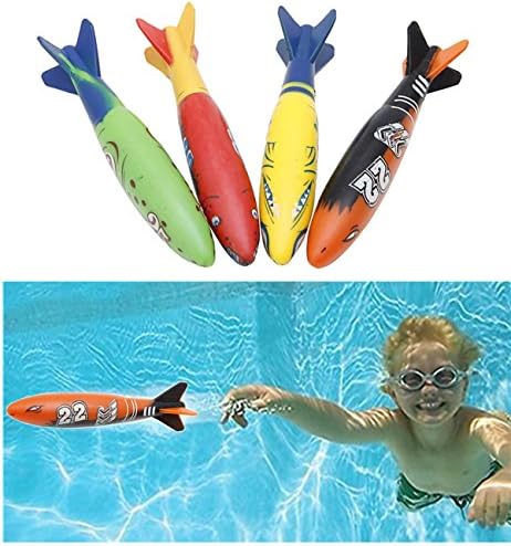 MIMIEYES Set Of 4Pcs Toypedos Bandits Swimming Pool Bath Toys Diving Game