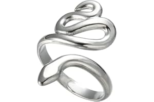 kkjoy Anello da Dito Avvolgente a Serpente per Donna Uomo in Acciaio Inossidabile Rocker Punk Gotico Vintage Regolabile Aperto Anelli da Dito per Cocktail Party Halloween