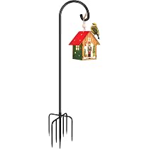 Derkniel Schäferhaken 274 Cm Hoch, Robuste Metall-Garten-Hängestange Für Vogelfutterstation, Stange, Pflanzkörbe, Schwarz (1 Packung