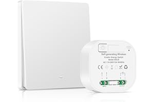 CNBINGO RF433 Interrupteur sans fil, sans batterie, avec mini module, pas de câblage nécessaire, interrupteur mural avec propre alimentation, kit d'interrupteurs sans fil, blanc (pas de piles