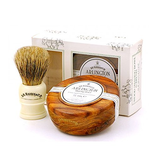 D R Harris Arlington Shaving Bowl and Shaving Brush Gift Set - Mahogany