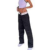 SMIMGO Pantaloni cargo casual da donna, pantaloni vintage a vita bassa con coulisse pantaloni larghi pantaloni lunghi Y2K ind