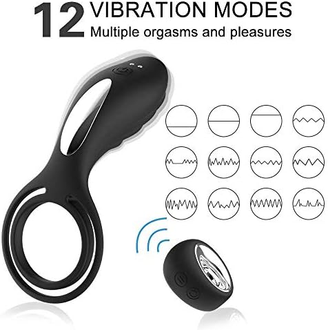 Vibrating Cock Ring Dual Penis Ring Vibrator Stimulation Enhancing Lasting Erections Anal Vibrator with Testicle Ring 12 Vibration,Clitoral G-Spot Stimulators Prostate Massager for Men Masturbation