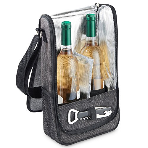 VonShef Weinträger für 2 Personen gewebt grau - 5