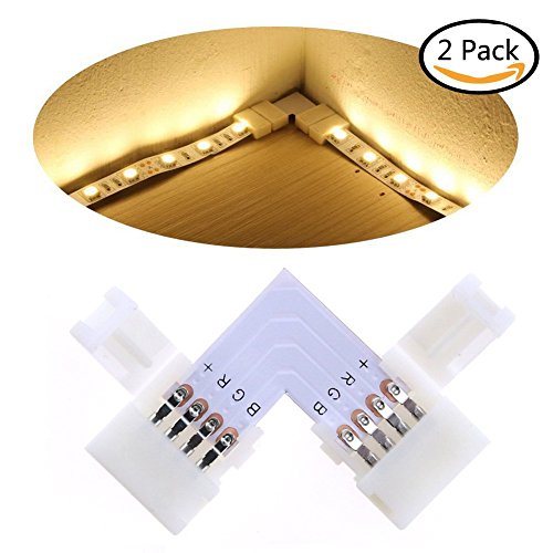 Simfonio LED Streifen Steckverbinder 10mm 4 Pin L-Form für 5050 RGB LED Streifen Lichter ( 2 PCS) - 6