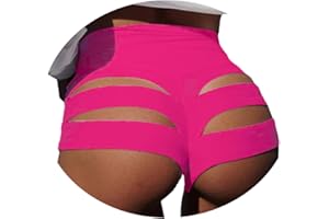 ORANDESIGNE Scrunch Butt Sportshorts Damen Push Up Booty Nahtlos Biker Yoga Fitness Gym Shorts Hohe Taille Pole Dance Rüschen Bikini Rave Cut Out Clubwear
