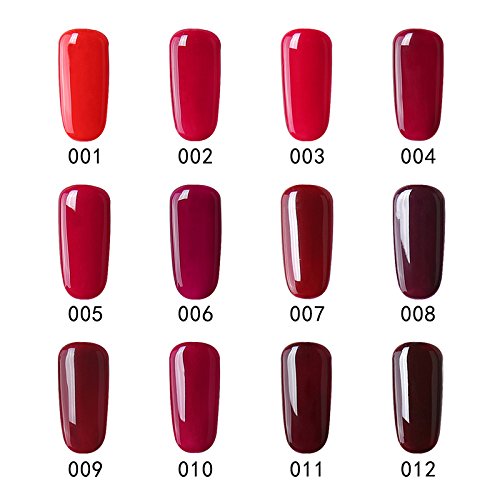 Elite99 UV LED nagellack gel shellac set nail polish set soak off gel Geschenk weinrot(12xStück 10ML) - 3