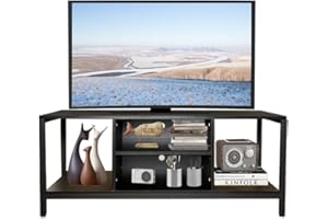 Jahof TV Stand, TV Console with Shelving, TV Cabinet with Open Storage for Living Room, Entertainment Room (Black, 47.2"/120cm)