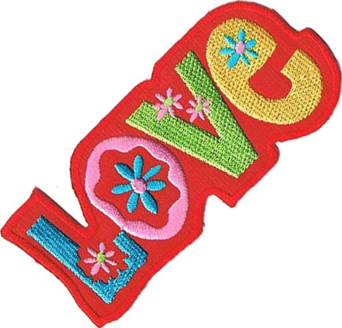 Aufnäher Bügelbild Aufbügler Iron on Patches Applikation Love Liebe Peace Hippie