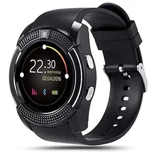 V8 Smartwatch with Camera/SIM Card Slot Sports Watch Compatible with Smartphone or Android Mobile Phones for Boys and Girls - Black