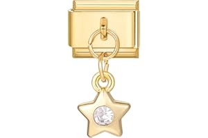 Hoomall Italian Charm Bracelet Charms mit Anhänger Armband Fußkettchen Halskette Charms 10x9mm Gold Edelstahl Italian Charms DIY Modul Charm Abnehmbare Schmuck