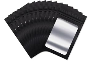 Rimiko 100 Piezas de Bolsas de Aluminio Resellables, Bolsas Mylar Herméticas Planas para Alimentos, Bolsas Pequeñas con Cierre Zip, Bolsas Plásticas para el Embalaje del Producto (Negro, 8x13cm)