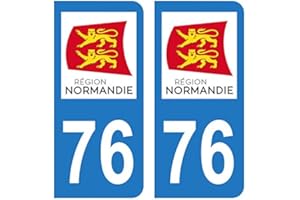 HADEXIA Autocollant Stickers Plaque immatriculation Voiture Auto département 76 Seine-Maritime Logo Région Normandie