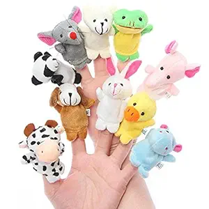 SRI SAI Velvet Cute Animal Style Finger Puppets for Children, Shows, Playtime, Schools - 10 Animals Set