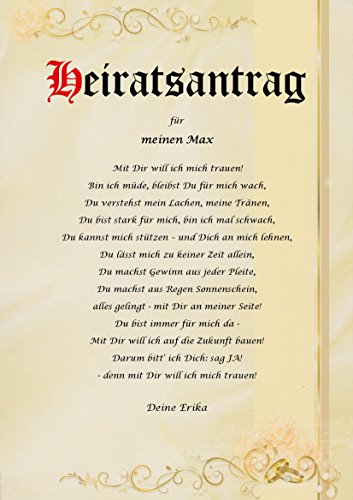 Heiratsantrag Urkunde persönliche Geschenk Karte Hochzeit Liebe heiraten Pergament div. A4 Papier Motive - 5