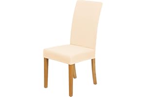 CMAKER Chair Covers Stretch Spandex Fabric Chair Slipcover Seat Cover for Home Washable Removable Parsons Chair Protector Dining Room Kitchen Hotel,Set of 4,Cream
