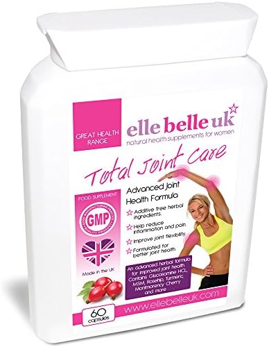 Joint Health Supplement - Elle Belle UK - Total Joint Care - Improve Joint Flexibility & Reduce Joint Inflammation & Pain - Premium Quality Joint Care Formula including Glucosamine HCL, MSM, Montmorency Cherry, Rosehip & Turmeric - Made in the UK - 60 Capsules.