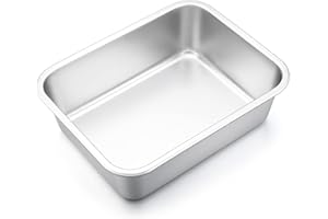 Joyfair Teglia da forno rettangolare in acciaio inox, 32 x 25 x 8 cm, perfetta per lasagne, brownie, casseruole, carichi pesanti e resistenti al calore, lavabile in lavastoviglie