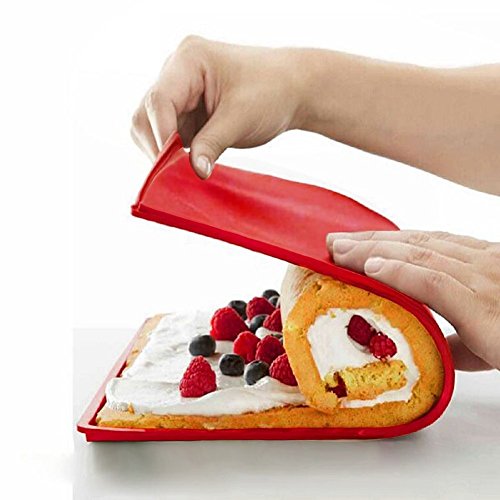 hangnuo Silikon antihaftbeschichtet Swiss Roll & Rouladen Backblech 31,5 x 26,9 x 0,9 cm rot